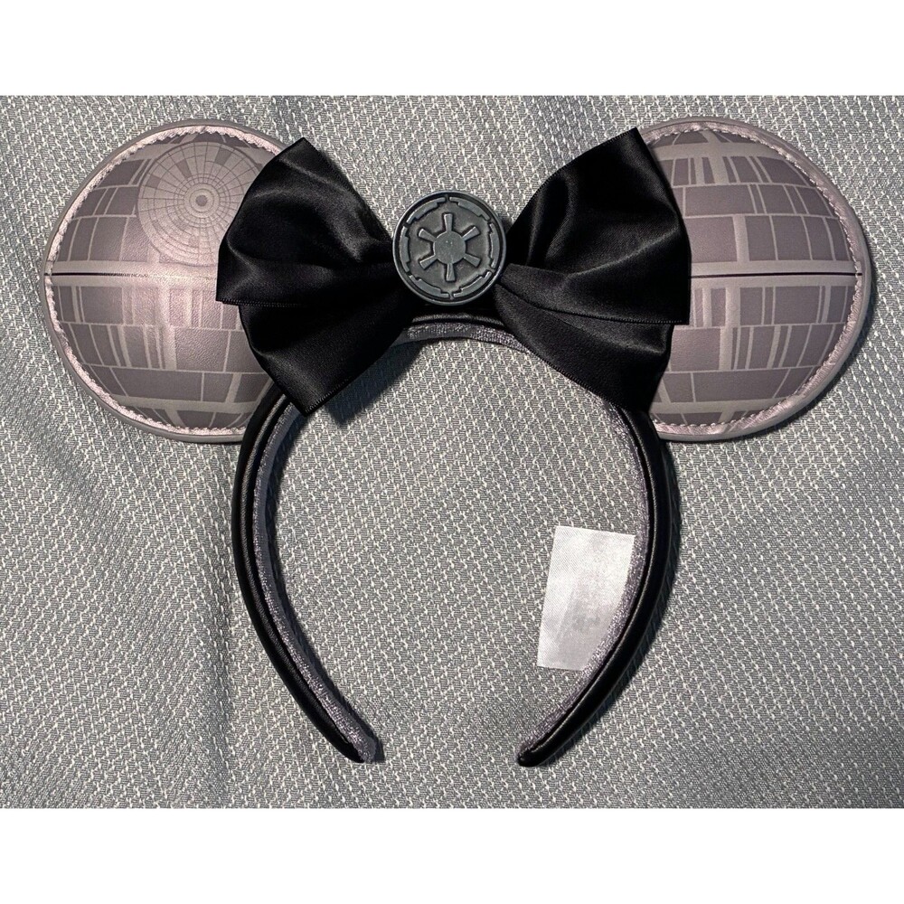 Disney Star Wars Imperial Death Star Mickey Minnie Ears Black Bow HTF!